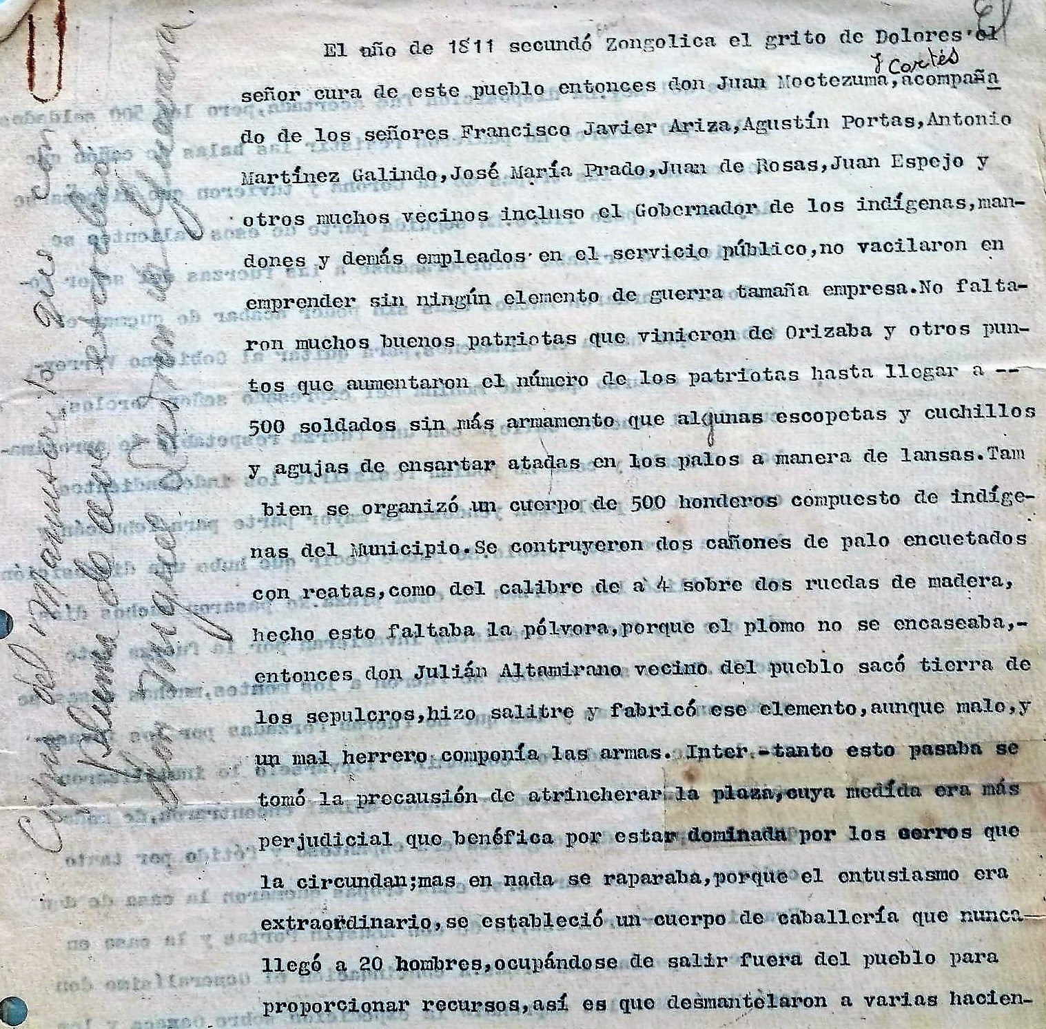 Documento histórico sobre el levantamiento insurgente
